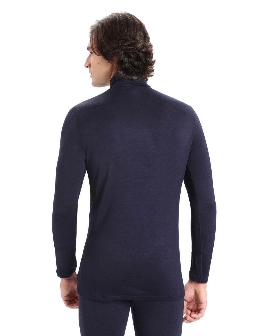 Men's Icebreaker Merino 260 Tech Long Sleeve Half Zip Thermal Top Base Layers Midnight Navy | CA 1562FDNM